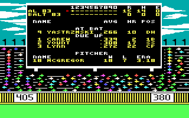 World's Greatest Baseball Game, The IBM PC/Compatibles Screenshot: The scoreboard.