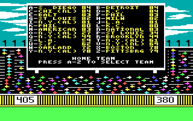 World's Greatest Baseball Game, The IBM PC/Compatibles Screenshot: Selecting teams.