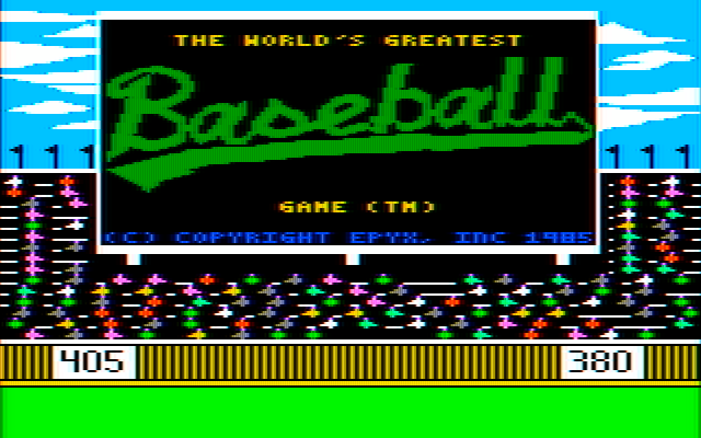 World's Greatest Baseball Game, The IBM PC/Compatibles Screenshot: Title screen. The word "Baseball" flashes different colors...