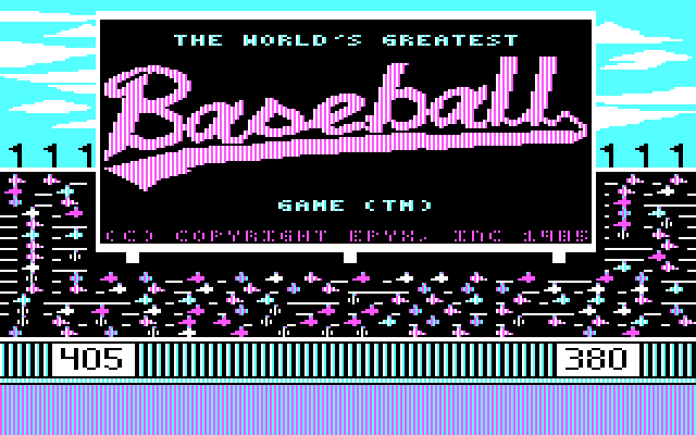 World's Greatest Baseball Game, The IBM PC/Compatibles Screenshot: Title screen. The word "Baseball" flashes different colors...