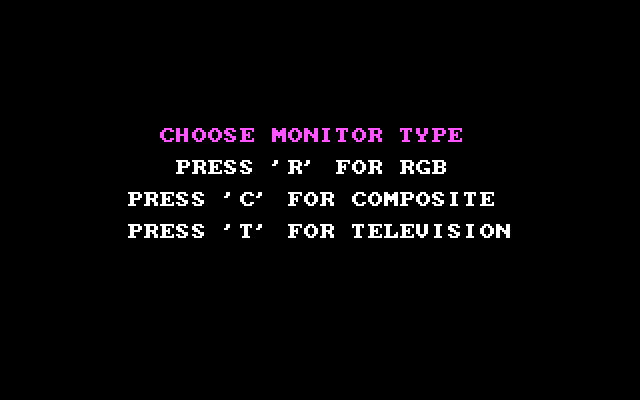 World's Greatest Baseball Game, The IBM PC/Compatibles Screenshot: Select the type of monitor you have...