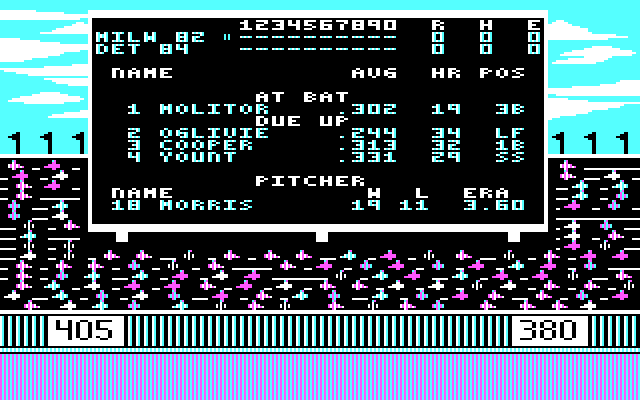 World's Greatest Baseball Game, The IBM PC/Compatibles Screenshot: The scoreboard.
