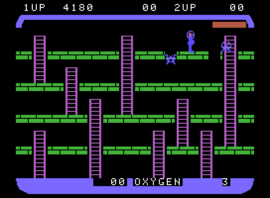 Space Panic ColecoVision Screenshot: I'm trapped, and almost out of oxygen.