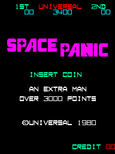 Space Panic Arcade Screenshot: Title screen.