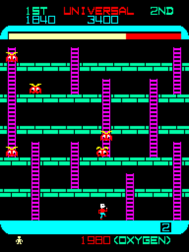Space Panic Arcade Screenshot: Second level begins.