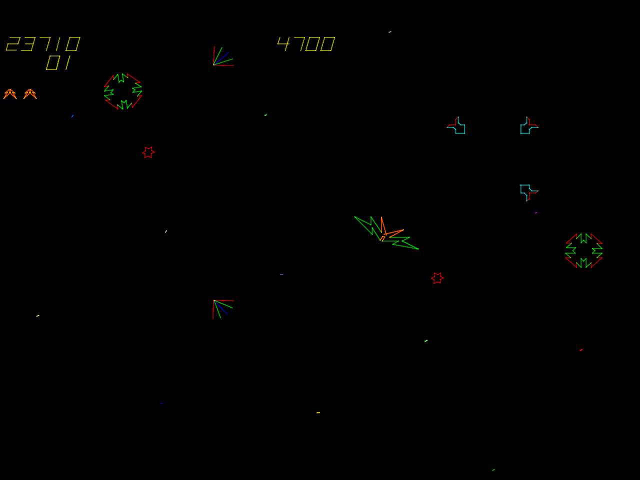 Space Fury Arcade Screenshot: Eventually you have to fight multiple opponent types at the same time.