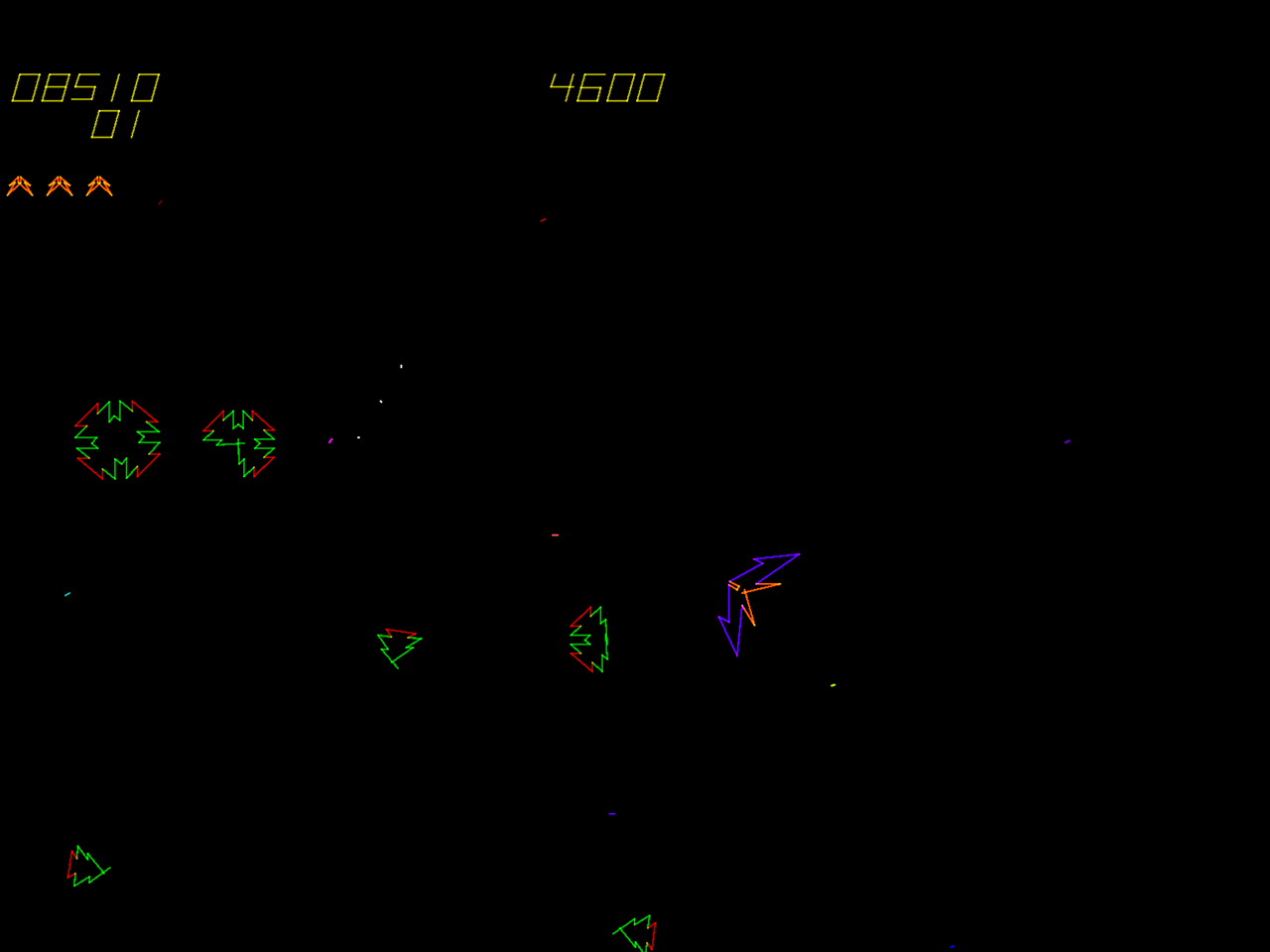 Space Fury Arcade Screenshot: A new type of enemy appears.