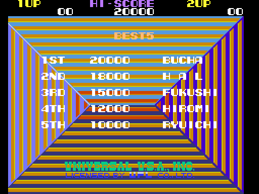 Nova 2001 Arcade Screenshot: High scores.