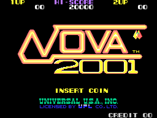 Nova 2001 Arcade Screenshot: Title screen (U.S. version).