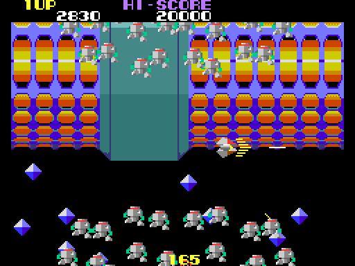Nova 2001 Arcade Screenshot: Under attack from all directions!