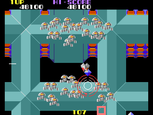 Nova 2001 Arcade Screenshot: Enemies closing in! Shoot quickly!