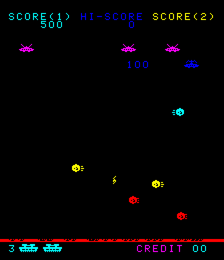 Galaxy Wars Arcade Screenshot: 100 points for hitting a target...