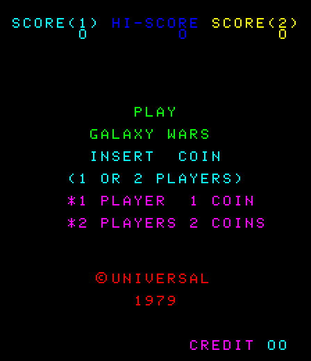 Galaxy Wars Arcade Screenshot: Title screen.
