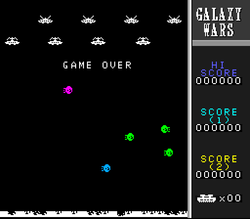 Galaxy Wars Super NES Screenshot: Classic mode, color; game over.
