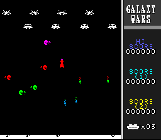 Galaxy Wars Super NES Screenshot: Classic mode, color; launching missiles...