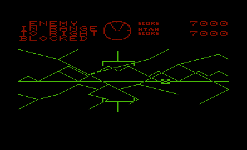 Battlezone Commodore VIC-20 Screenshot: I've been hit!