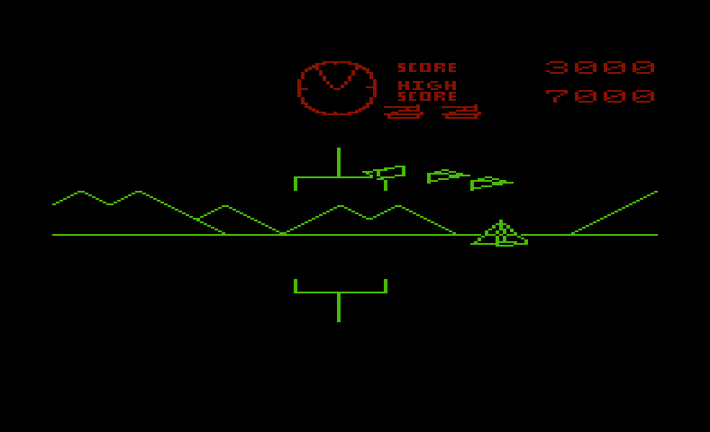 Battlezone Commodore VIC-20 Screenshot: Enemy tank destroyed...