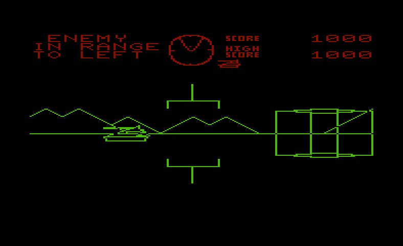 Battlezone Commodore VIC-20 Screenshot: Enemy in range to the left!