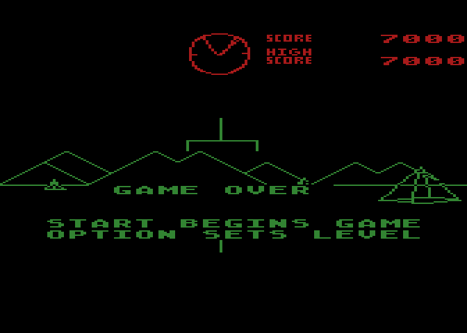 Battlezone Atari 8-bit Screenshot: Game over.