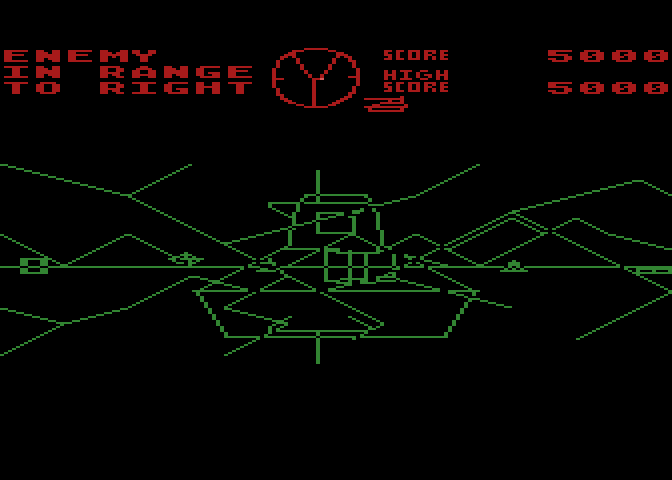 Battlezone Atari 8-bit Screenshot: Crash! This tank rammed into me...