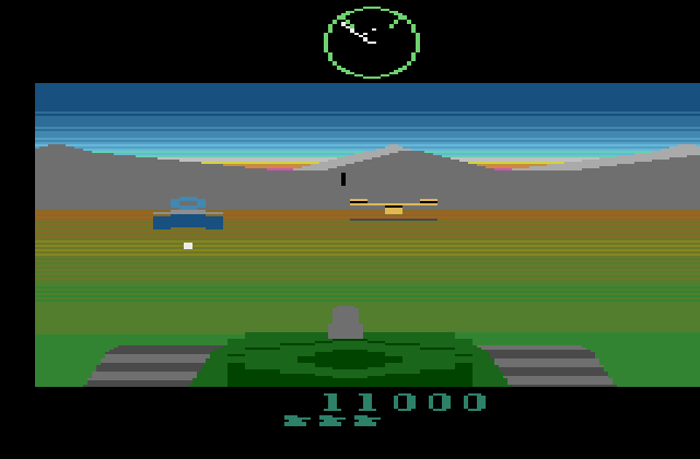 Battlezone Atari 2600 Screenshot: Two enemies attack at once...