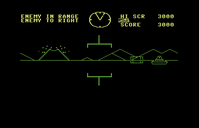Battlezone Commodore 64 Screenshot: The animated volcano is in the background...