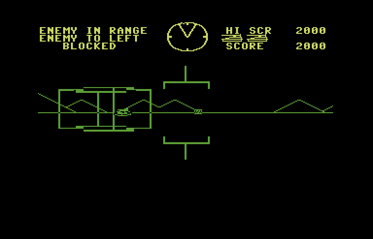 Battlezone Commodore 64 Screenshot: A large block is in my way...