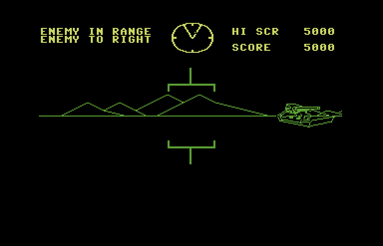 Battlezone Commodore 64 Screenshot: Enemy tank to the right is trying to escape...