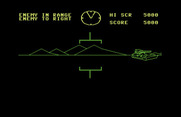 Battlezone for Commodore 64 - Enemy tank to the right is trying to escape...