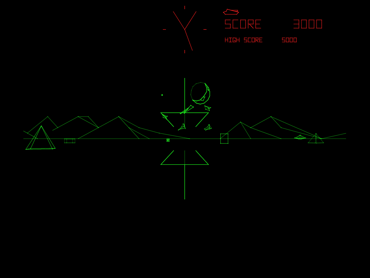 Battlezone Arcade Screenshot: Another tank destroyed...