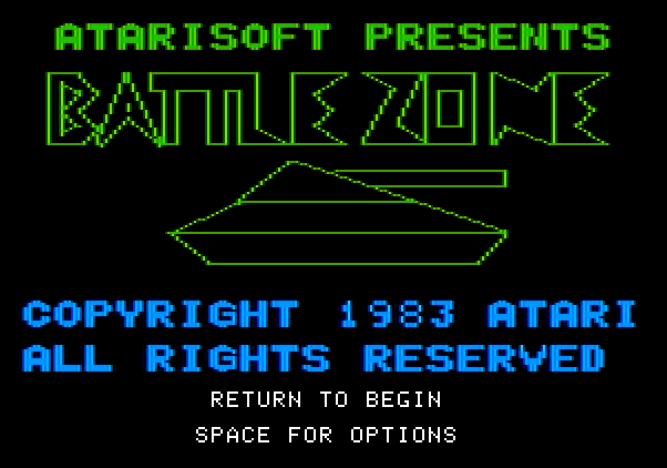 Battlezone Apple II Screenshot: Title screen.