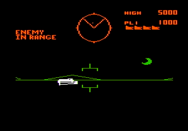 Battlezone Apple II Screenshot: Enemy in range...