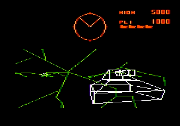 Battlezone Apple II Screenshot: I've been destroyed by this tank!