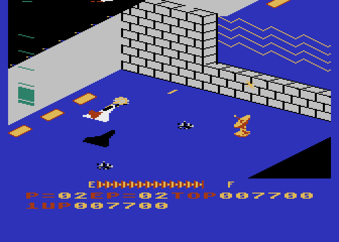 Zaxxon Atari 5200 Screenshot: In this area you have to fly through the gap in the barrier.