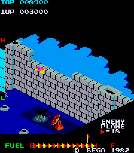 Zaxxon Arcade Screenshot: End of the first part of level 1...