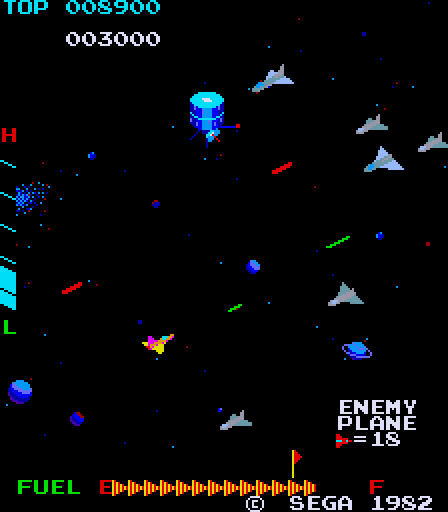 Zaxxon Arcade Screenshot: Numerous enemy planes attacking...
