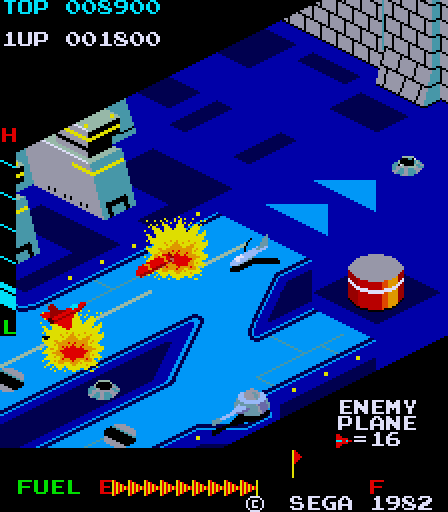 Zaxxon Arcade Screenshot: I've been hit!