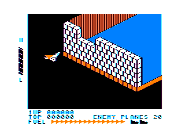Zaxxon TRS-80 Color Computer Screenshot: Game start.