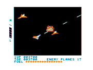 Zaxxon for TRS-80 Color Computer - Blasting enemy planes in space...