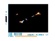Zaxxon for TRS-80 Color Computer - That "X" indicates I'm at the same level as an enemy plane.