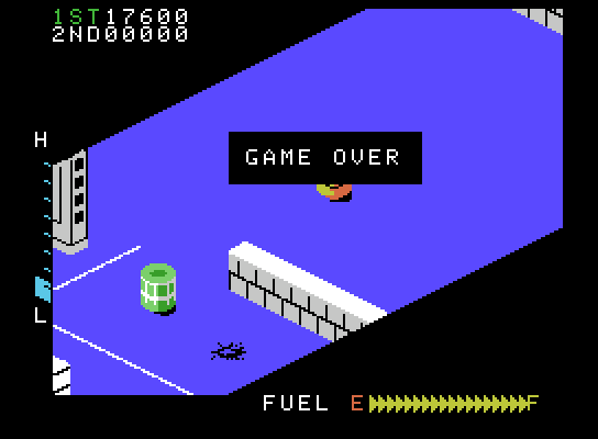 Zaxxon ColecoVision Screenshot: Game over.