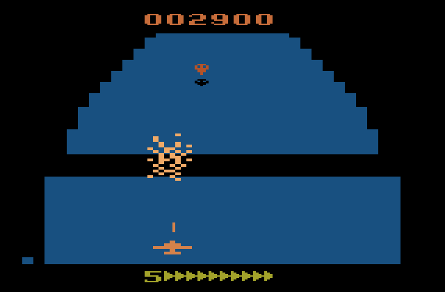 Zaxxon Atari 2600 Screenshot: Target hit!
