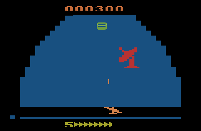 Zaxxon Atari 2600 Screenshot: Blast radar towers for points.