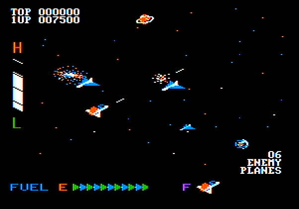 Zaxxon Apple II Screenshot: Six planes to go...