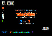 Zaxxon for Apple II - Title screen. Select number of players to start game.