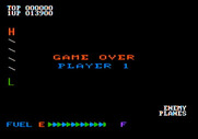 Zaxxon for Apple II - Game over.