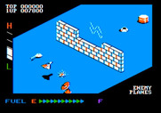 Zaxxon for Apple II - The barriers have narrow passageways to fly through sometimes...