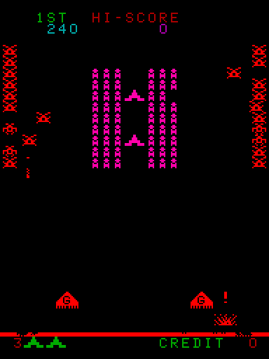 Cosmic Guerilla Arcade Screenshot: Crash! The player has been hit.