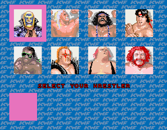Main Event, The Arcade Screenshot: Game start; choose a wrestler!