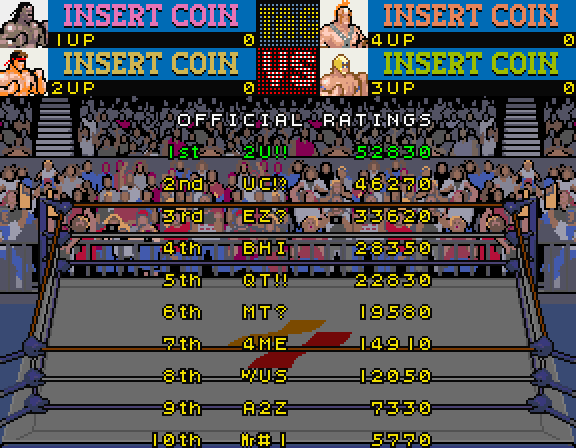 Main Event, The Arcade Screenshot: High scores.